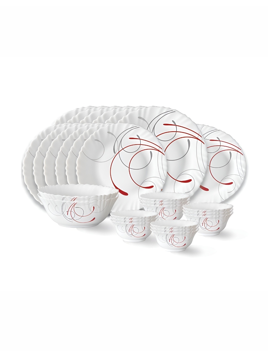 

Larah by BOROSIL Fluted 27-Pc White Opalware Crockery Dinner Set