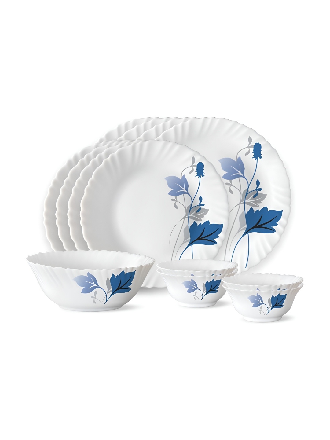 

Larah by BOROSIL 13 Pcs White Printed Opalware Dinner Set