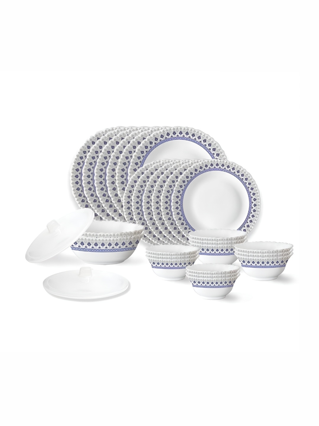 

Larah by BOROSIL Fluted 28-Pc White Opalware Crockery Dinner Set