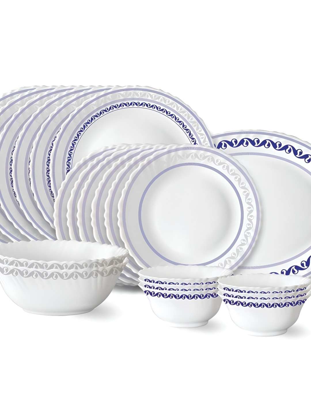 

Larah by BOROSIL Fluted 21-Pc White Opalware Crockery Dinner Set