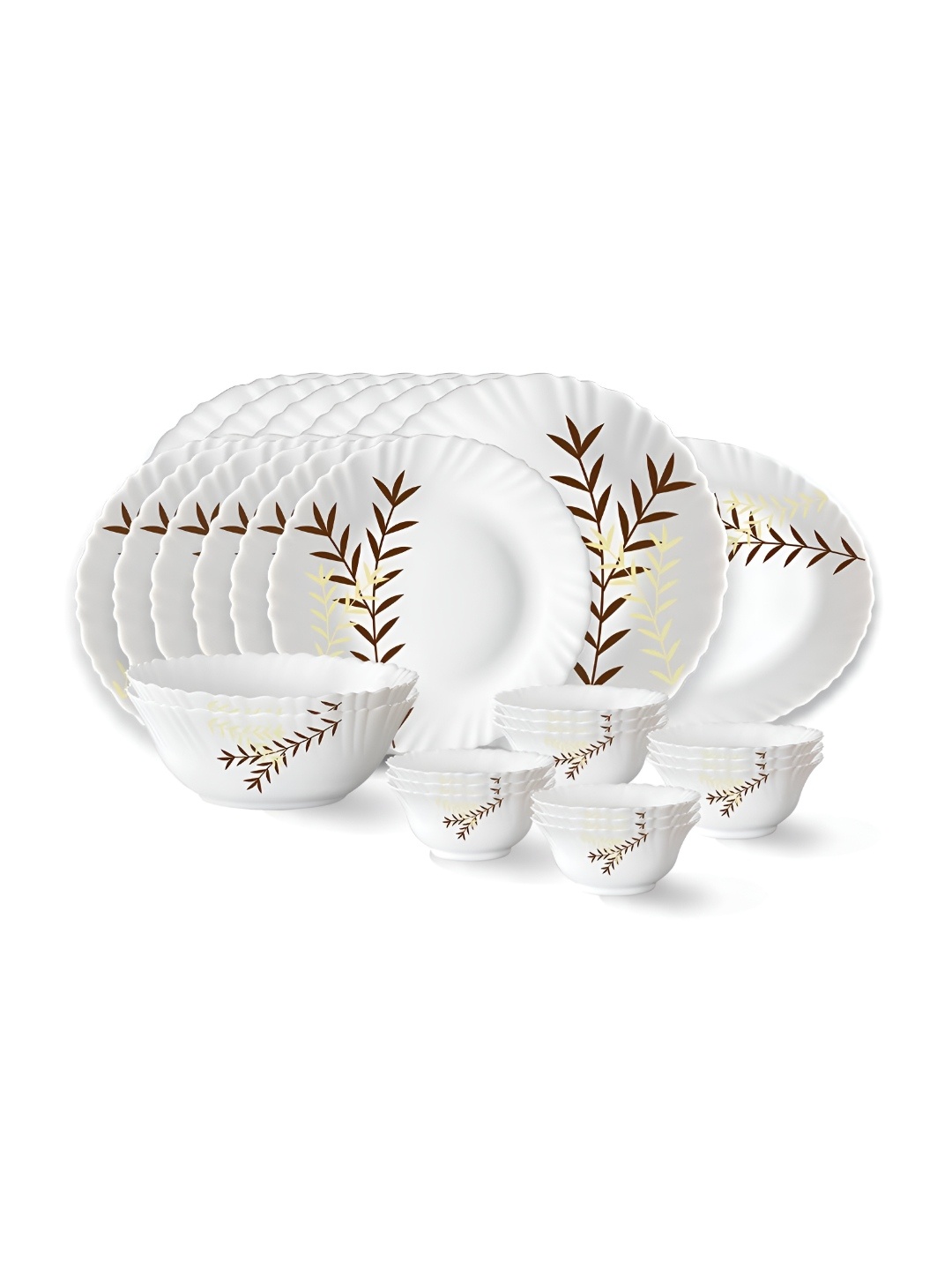 

Larah by BOROSIL Fluted 27-Pc White Opalware Crockery Dinner Set
