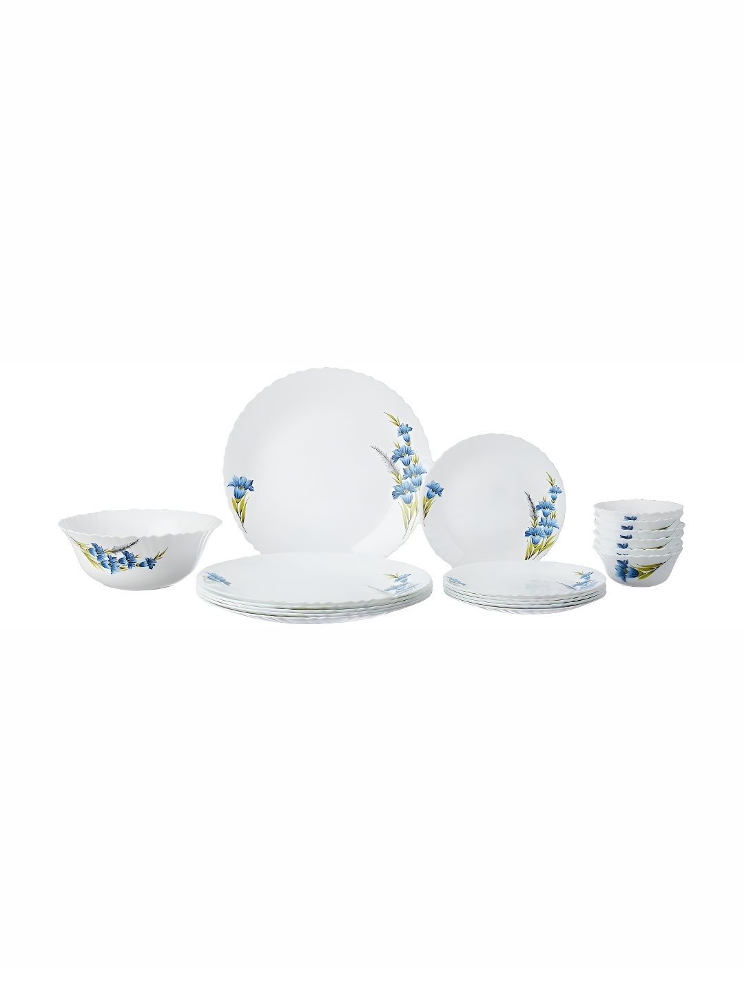 

Larah by BOROSIL Nina 19 Pcs White Floral Printed Opalware Dinner Set