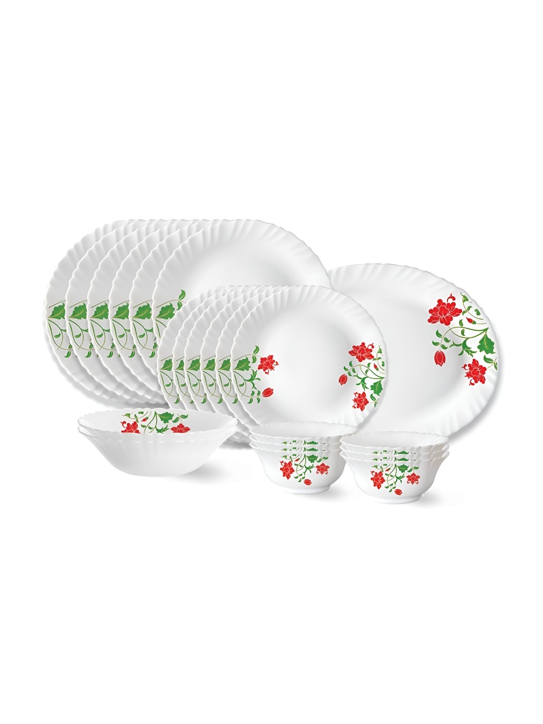 

Larah by BOROSIL Fluted 21-Pc White Opalware Crockery Dinner Set