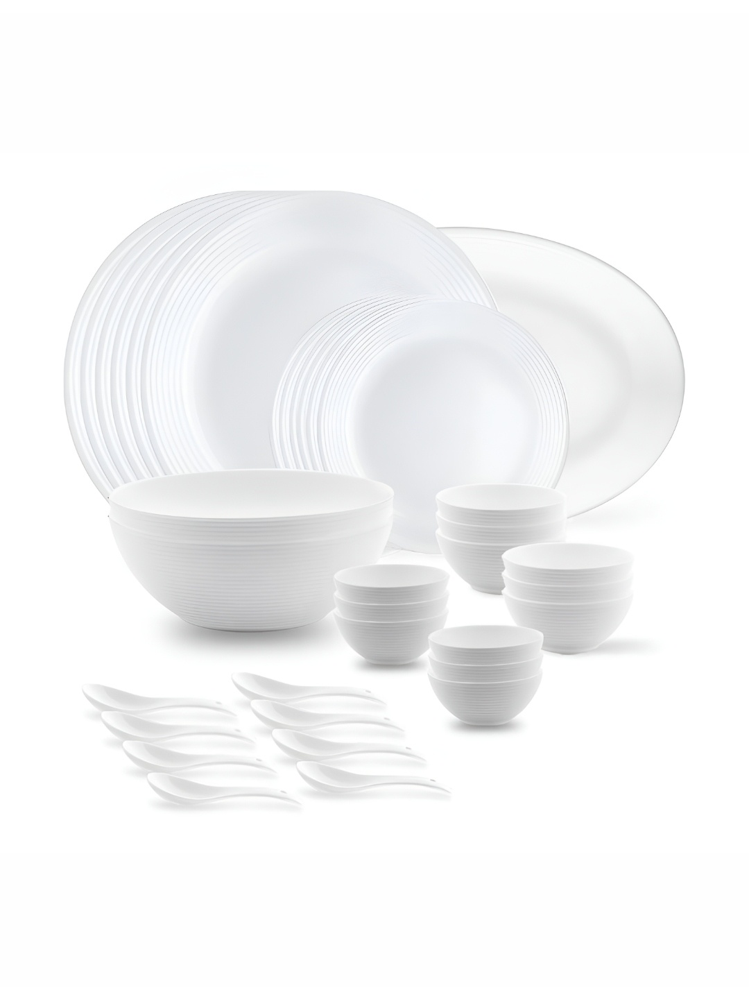 

Larah by BOROSIL Orbit 33-Pc White Opalware Crockery Dinner Set