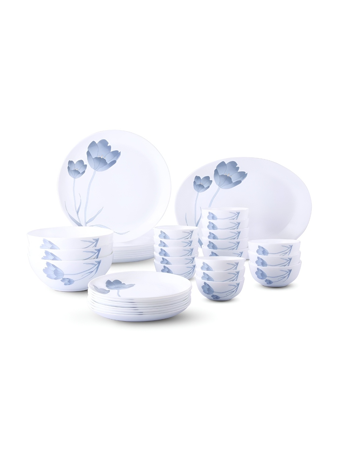 

Larah by BOROSIL Fluted White 36-Pcs Opalware Crocker Dinner Set