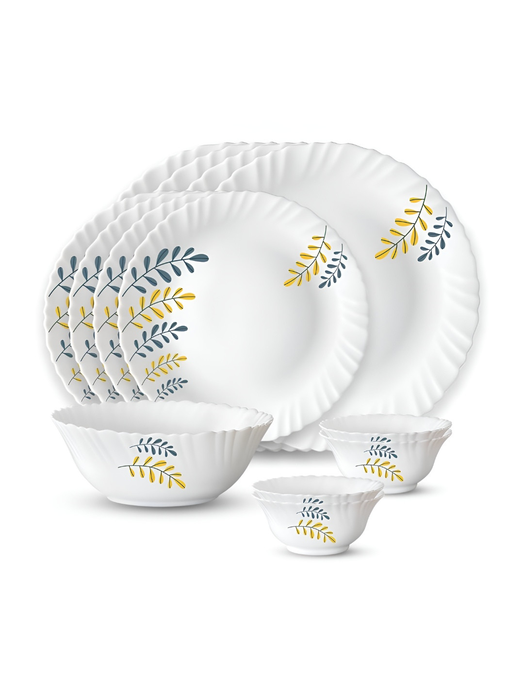 

Larah by BOROSIL Fluted White 13-Pc Opalware Crocker Dinner Set