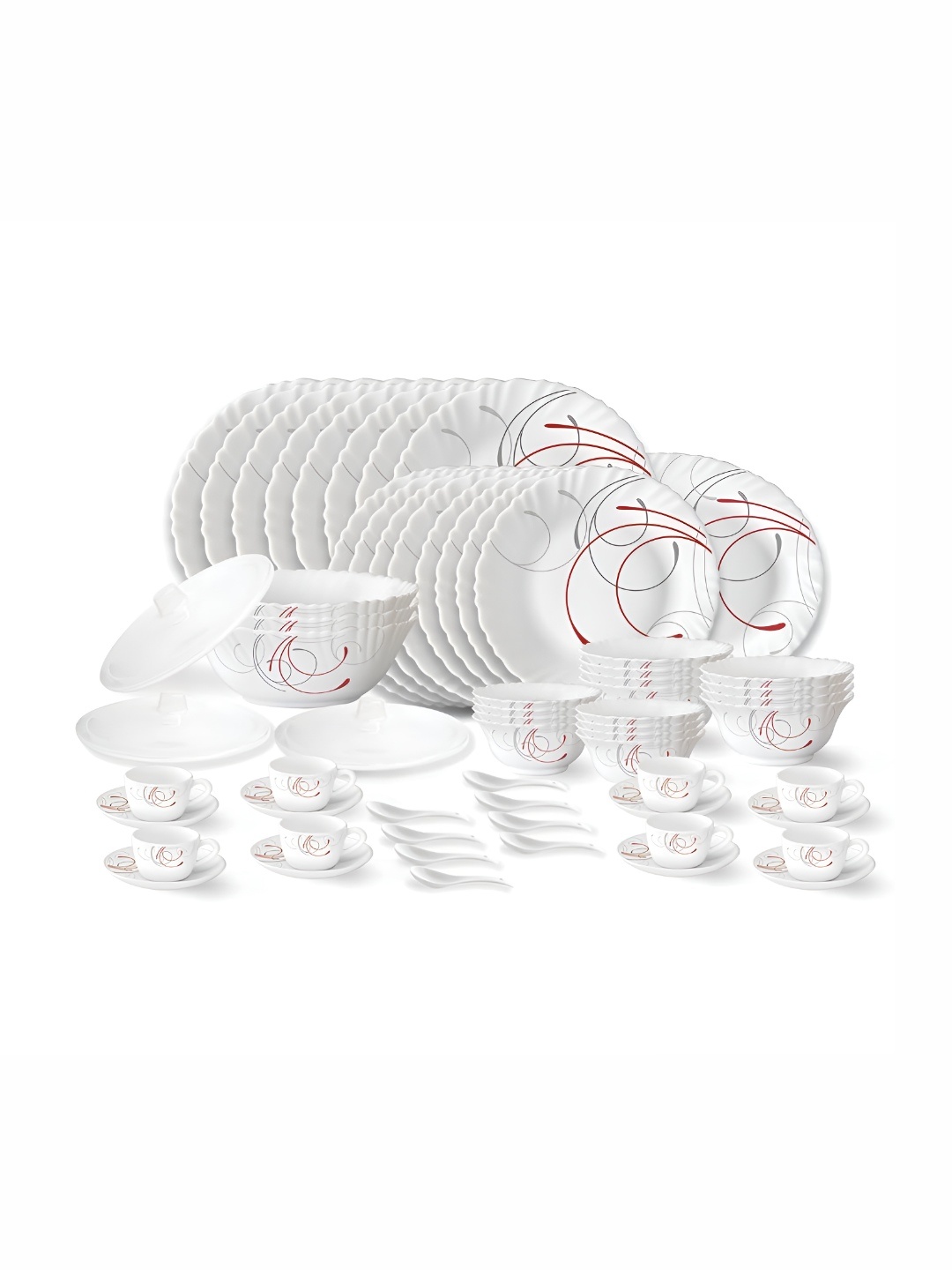 

Larah by BOROSIL Fluted White 50-Pc Opalware Crocker Dinner Set