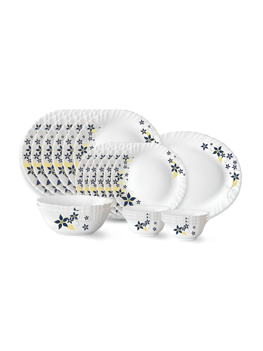 

Larah by BOROSIL Fluted White 21-Pc Opalware Crocker Dinner Set