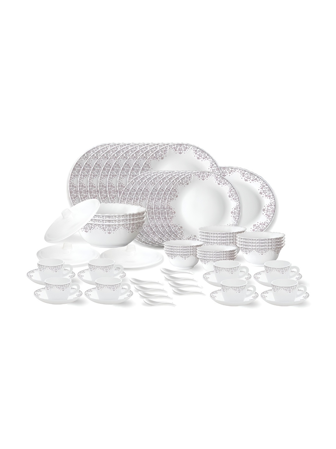 

Larah by BOROSIL Fluted 63Pcs White Opalware Crocker Dinner Set