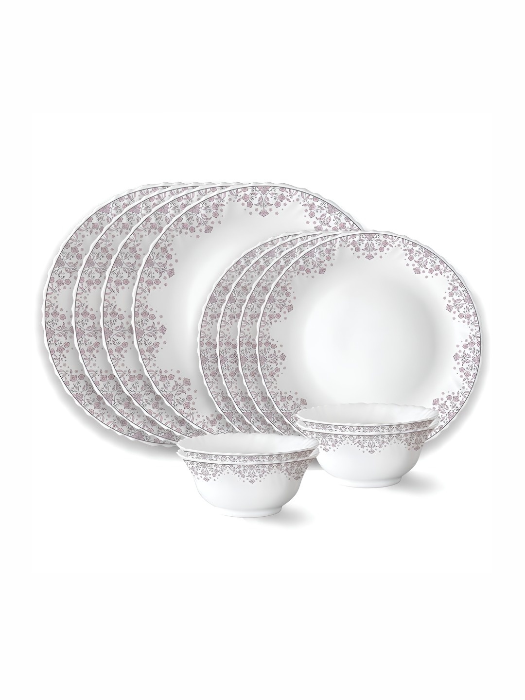 

Larah by BOROSIL Fluted 12Pcs White Opalware Crocker Dinner Set