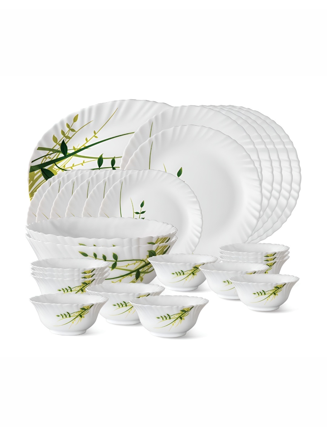 

Larah by BOROSIL Fluted White 27-Pc Opalware Crocker Dinner Set