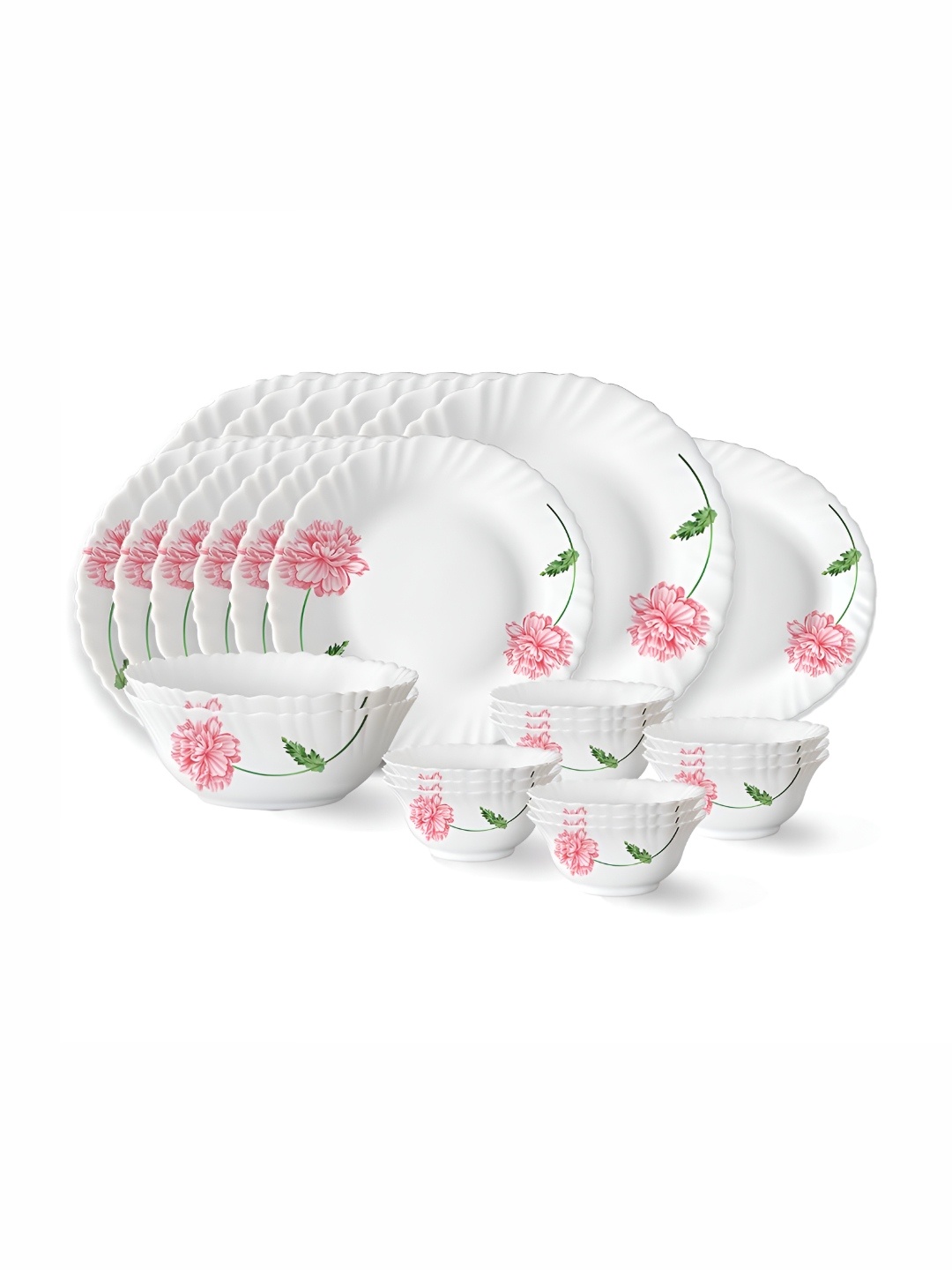 

Larah by BOROSIL Fluted 27Pcs White Opalware Crocker Dinner Set