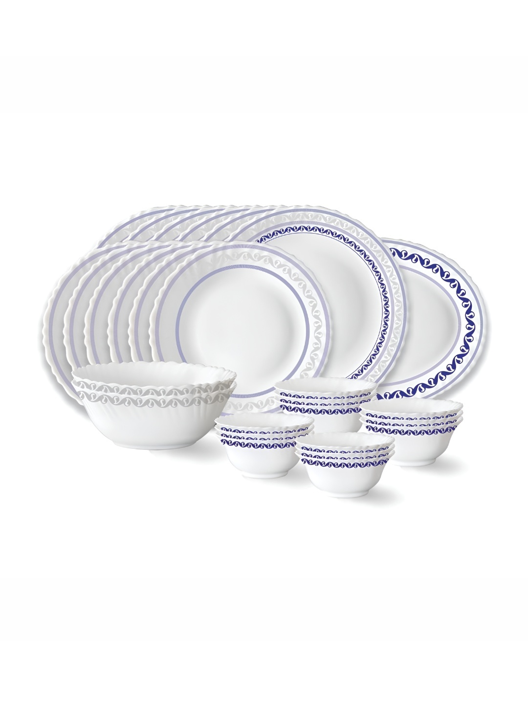 

Larah by BOROSIL Fluted White 27-Pc Opalware Crocker Dinner Set