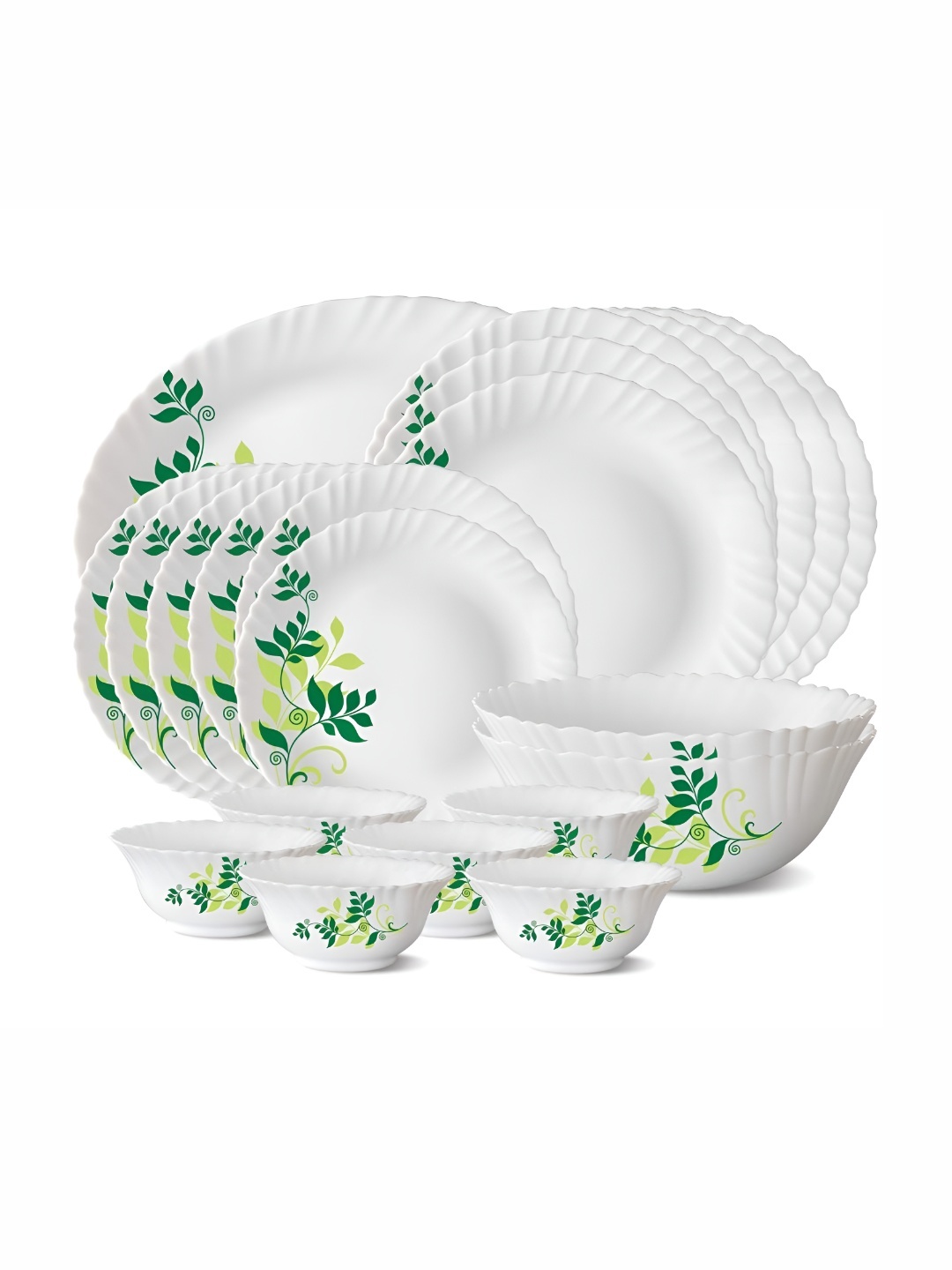 

Larah by BOROSIL Fluted White 21-Pc Opalware Crocker Dinner Set