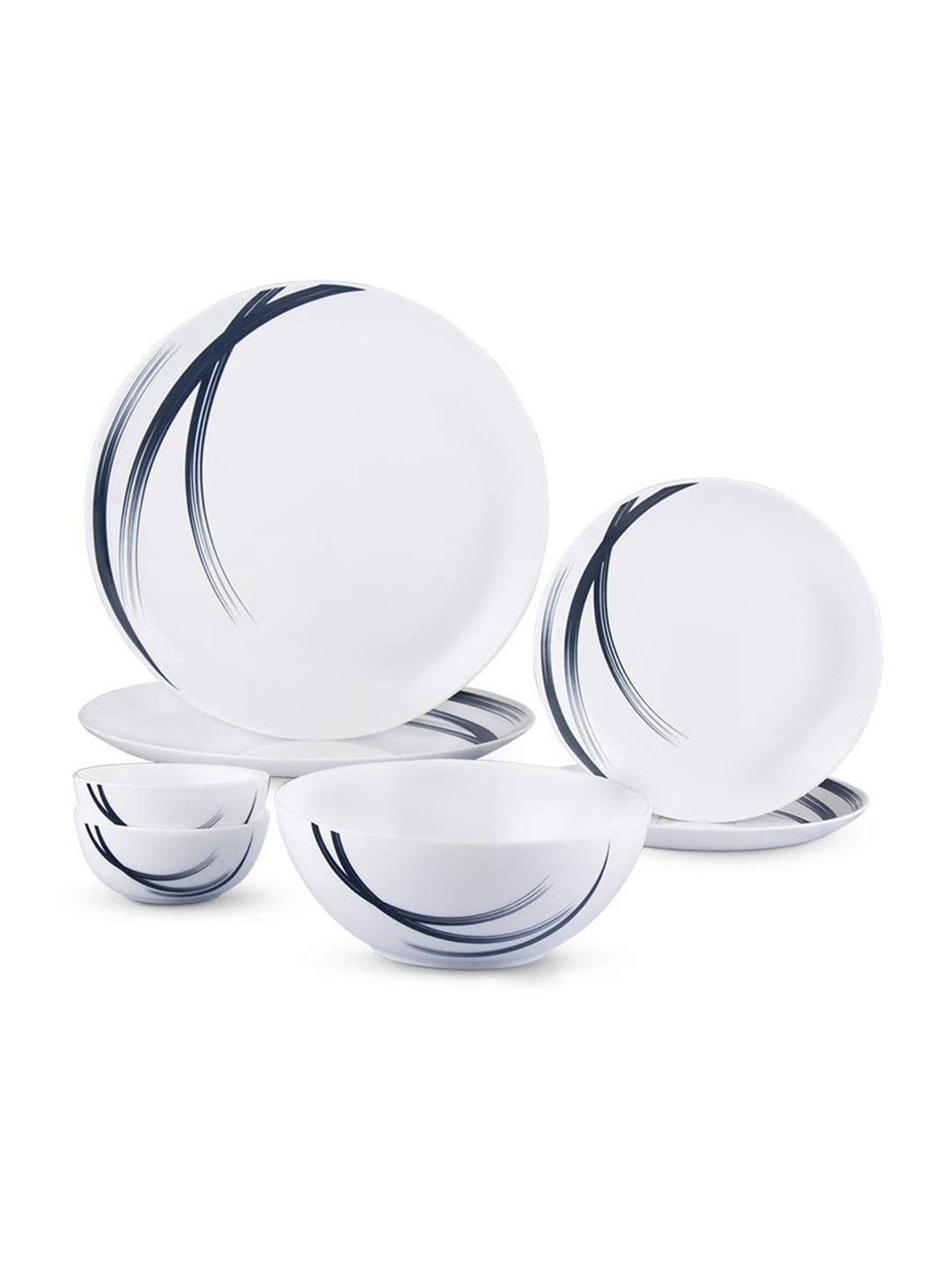 

Larah by BOROSIL Moon 7 Pcs White & Black Printed Opalware Dinner Set