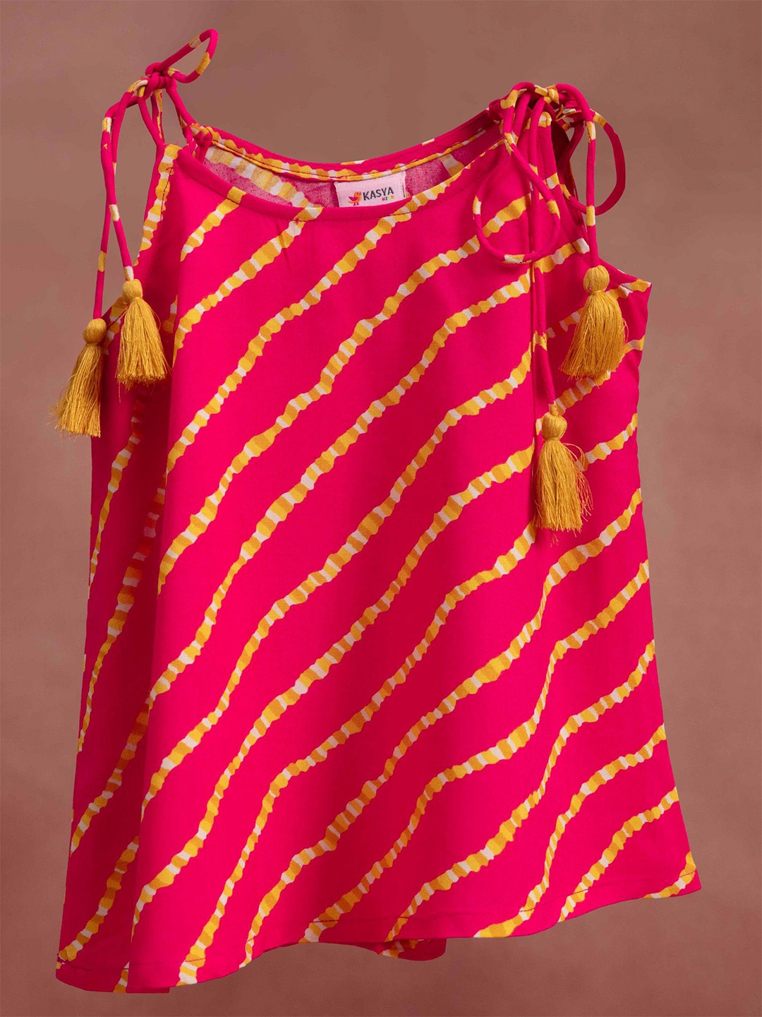

KASYA Striped Printed Sleeveless Tie Up Top, Pink