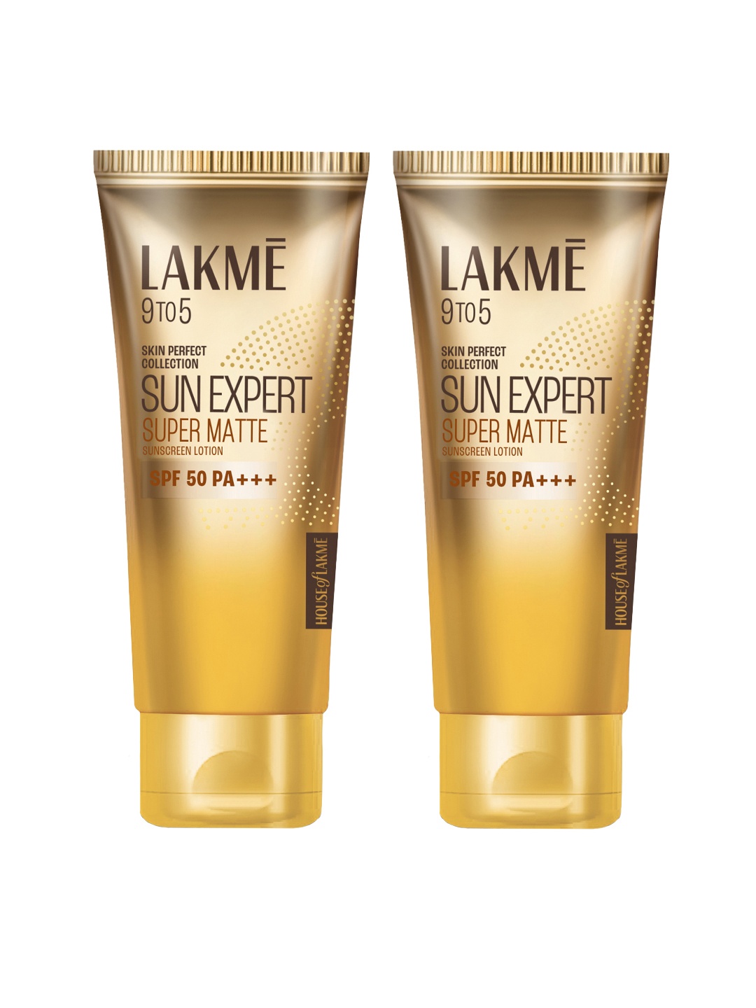 

Lakme 9to5 Set of 2 Skin Perfection Collection Sun Expert Super Matte Sunscreen-100ml Each, Gold