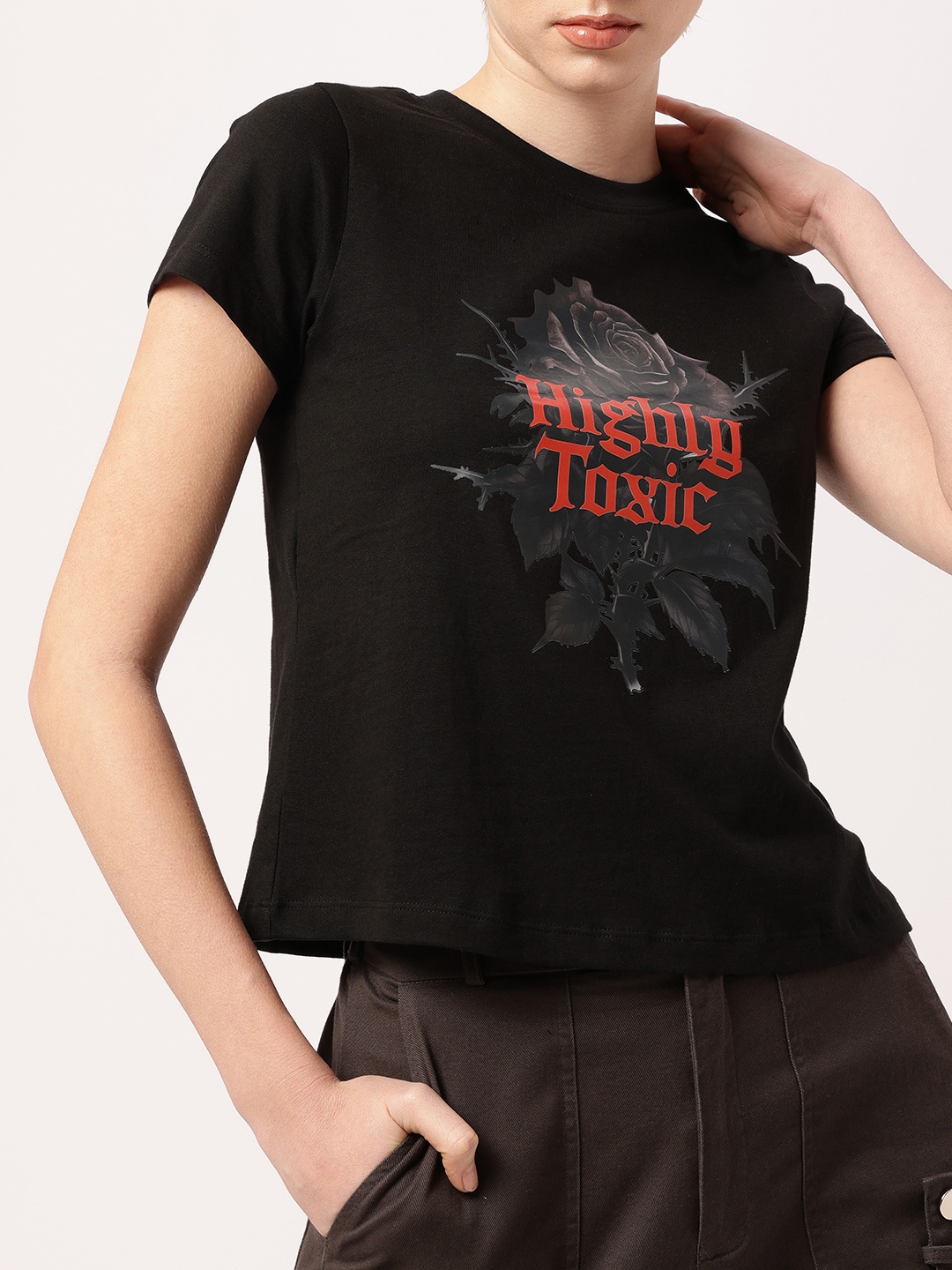 

DressBerry Poisoned By Street Style Grunge Printed T-shirt, Black