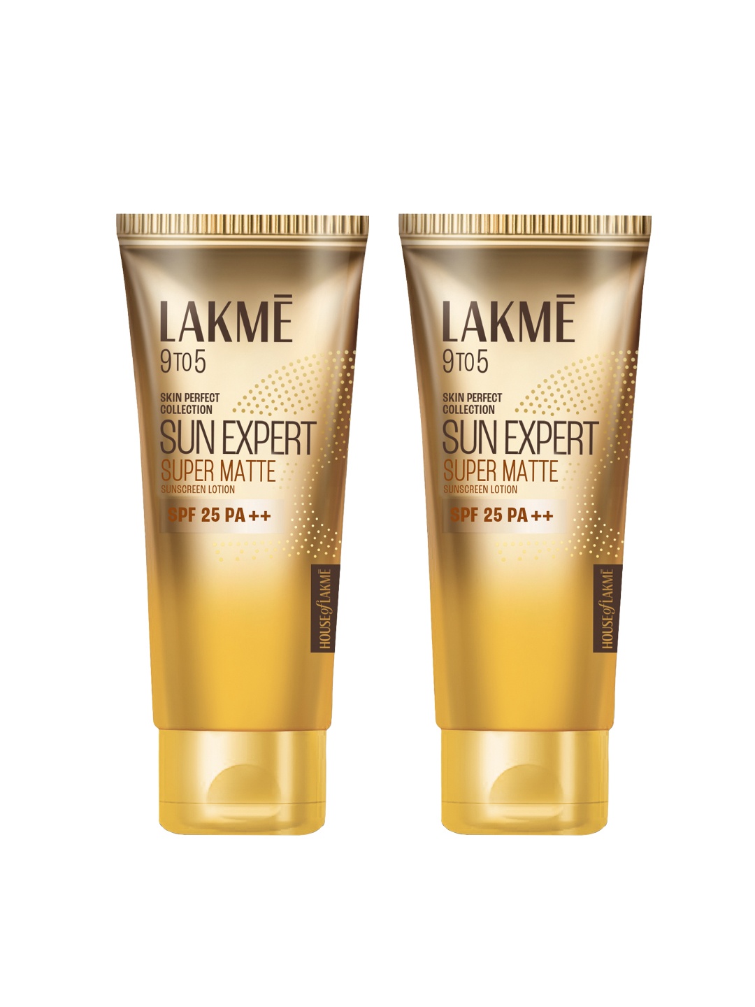 

Lakme 9to5 Set of 2 Skin Perfection Collection Sun Expert Super Matte Sunscreen-120ml Each, Gold