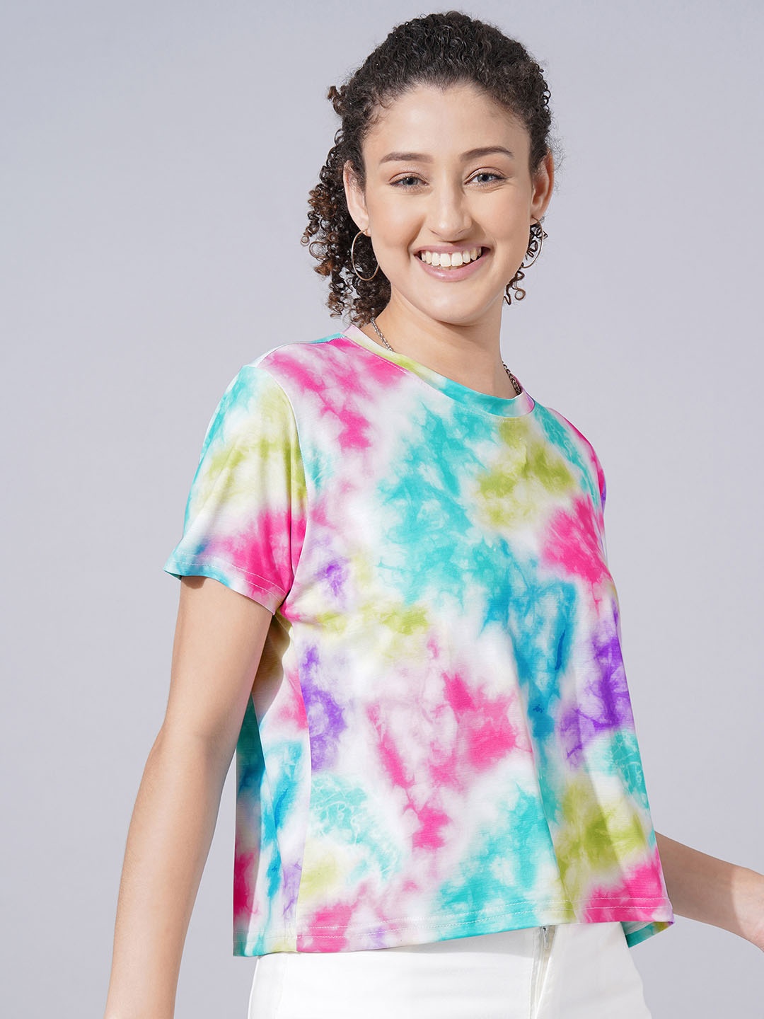 

Selvia Women Dyed Round Neck T-shirt, Multi