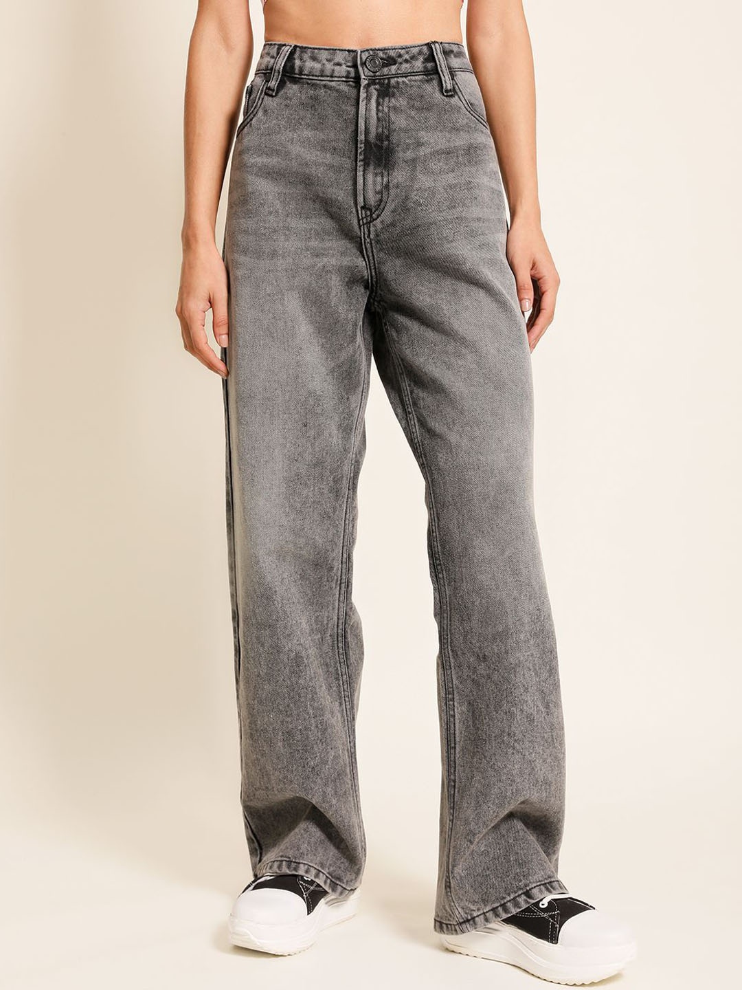 

Bene Kleed Women Light Faded High Rise Relaxed Fit Jeans, Grey
