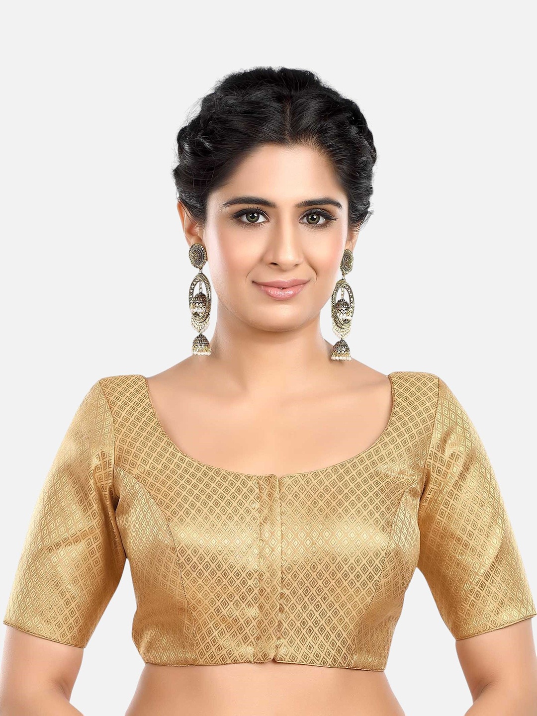 

FEMMIBELLA Woven-Designed Saree Blouse, Gold