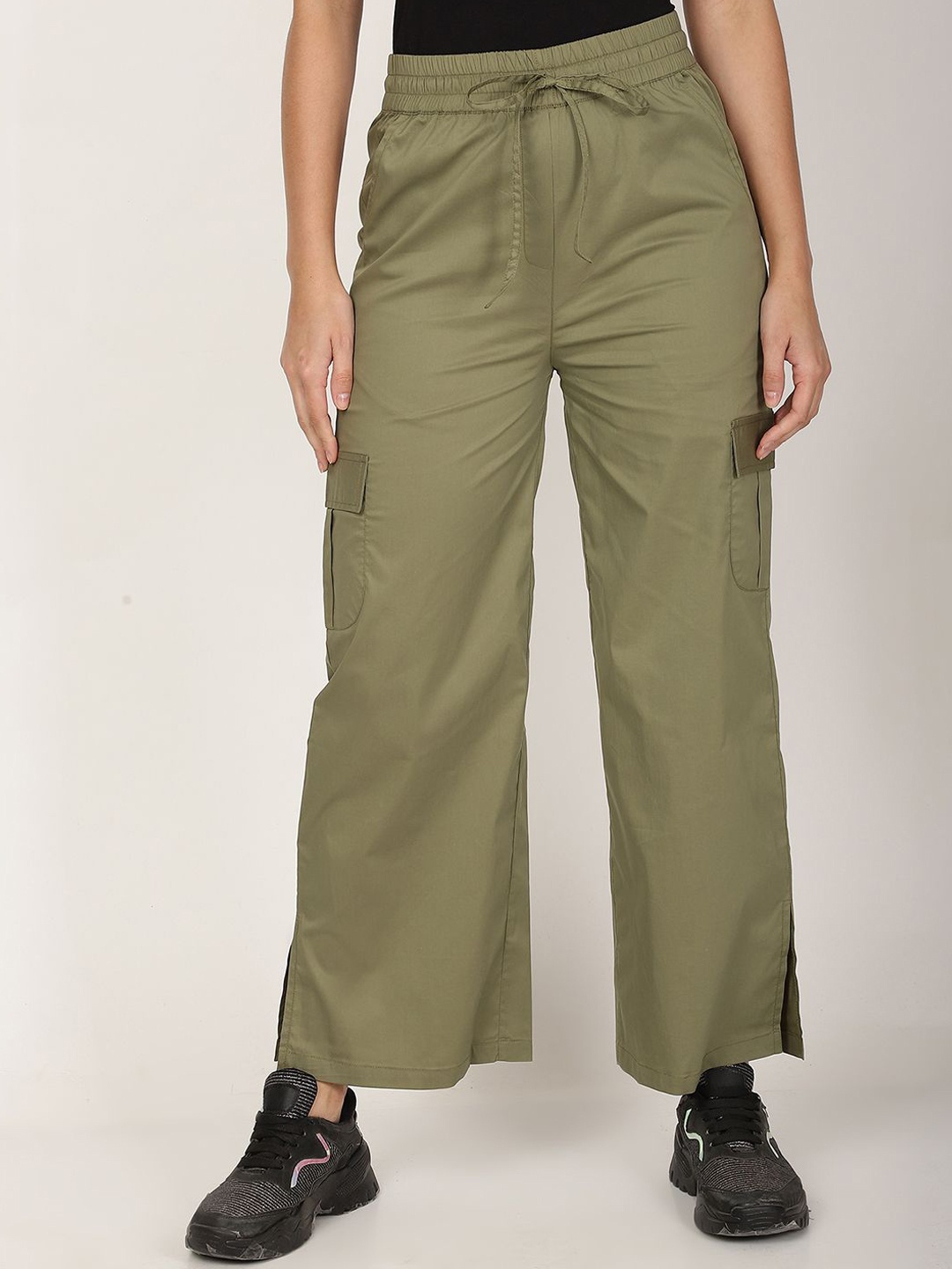 

FUTURO Women Mid-Rise Relaxed Cargo Trousers, Olive