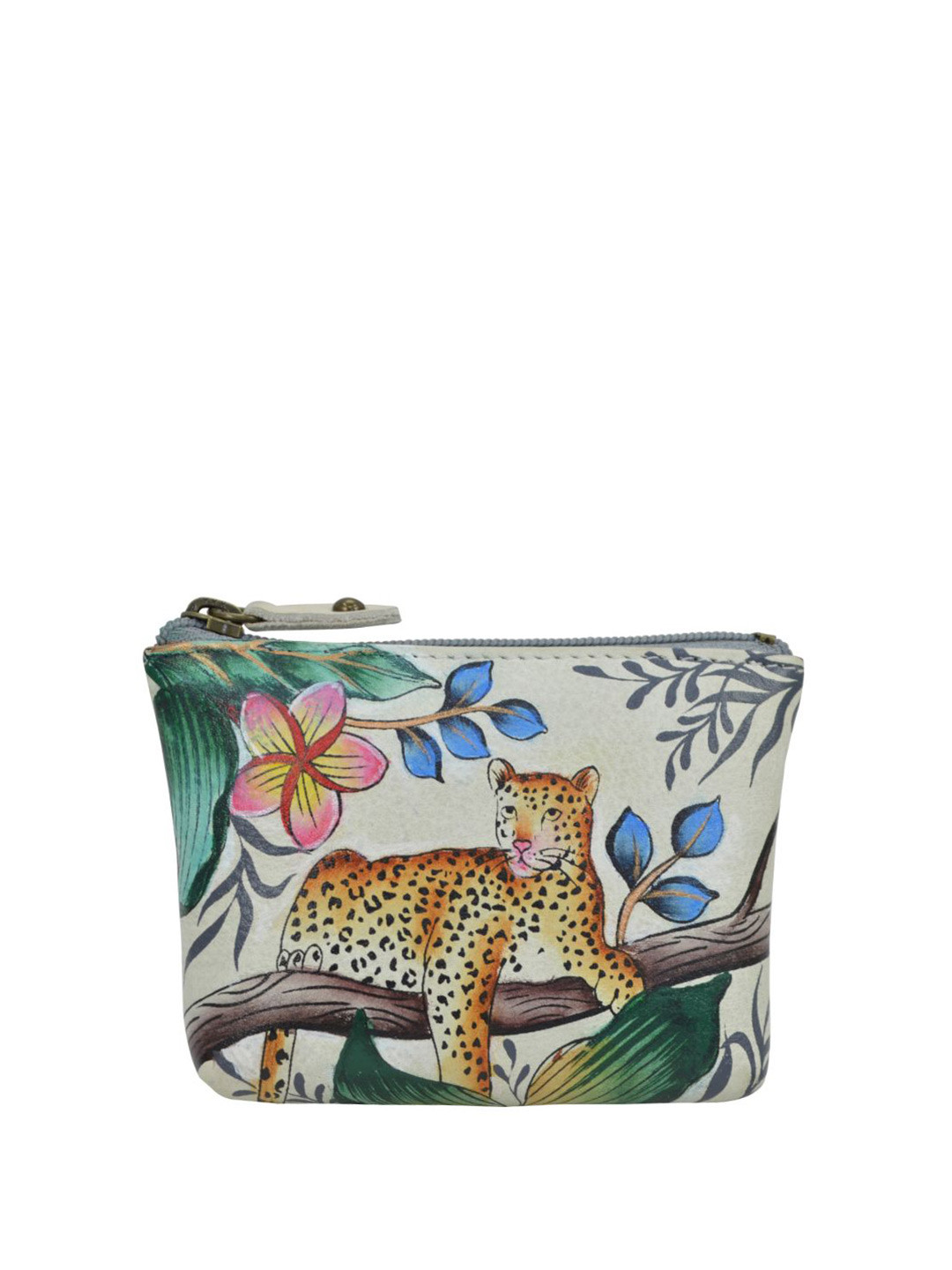 

Anuschka Women Animal Printed Leather Zip Around Wallet, White