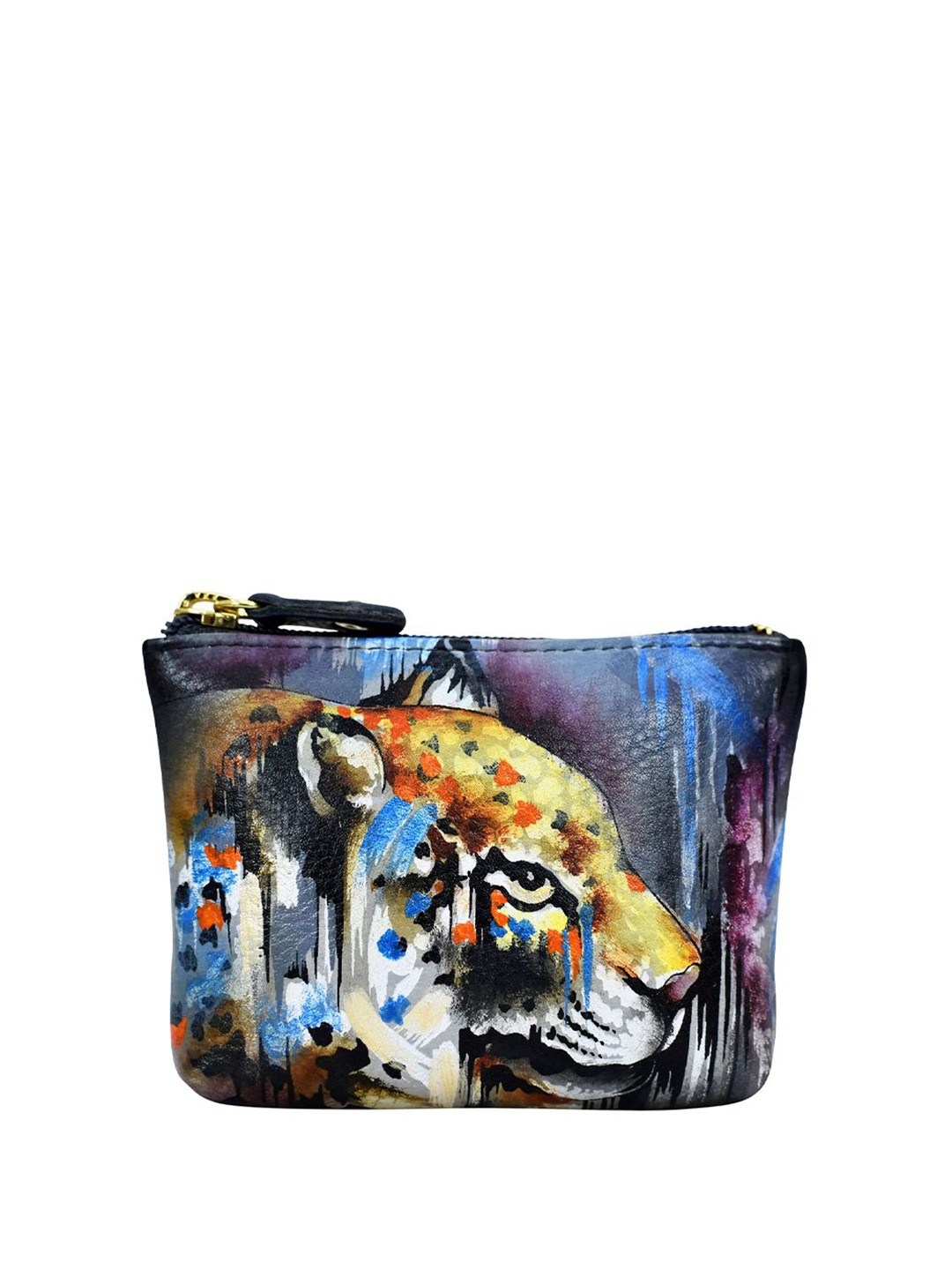 

Anuschka Women Animal Printed Leather Zip Around Wallet, Grey