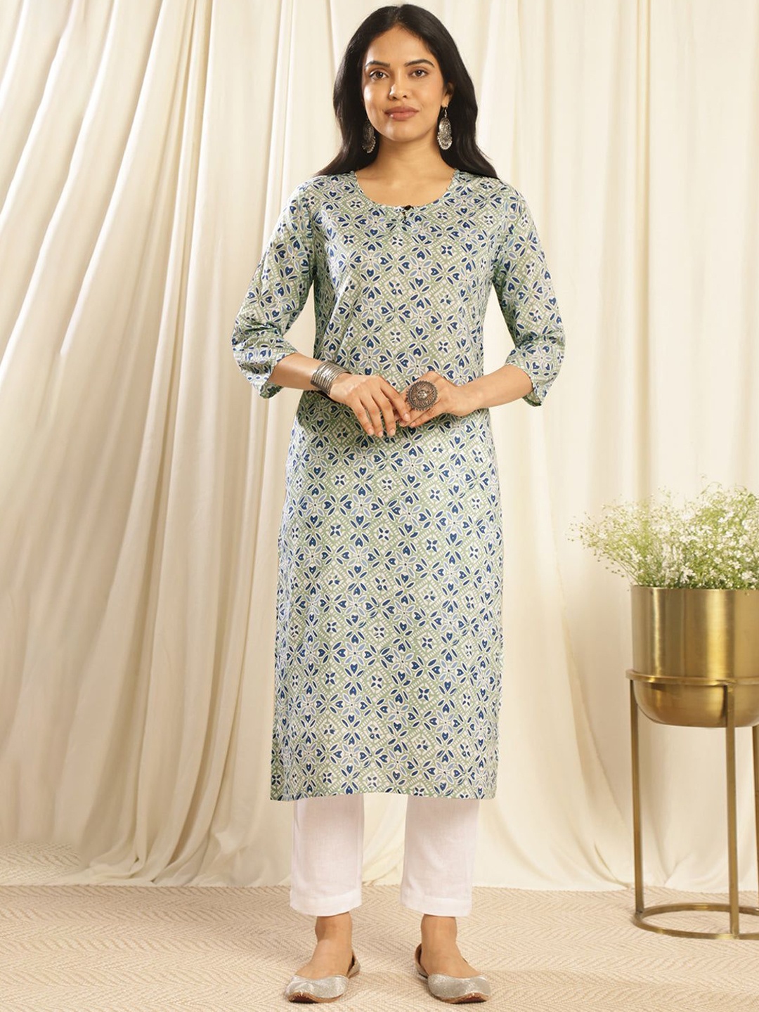 

Tahiliya Women Ethnic Motifs Printed Straight Kurta, Green
