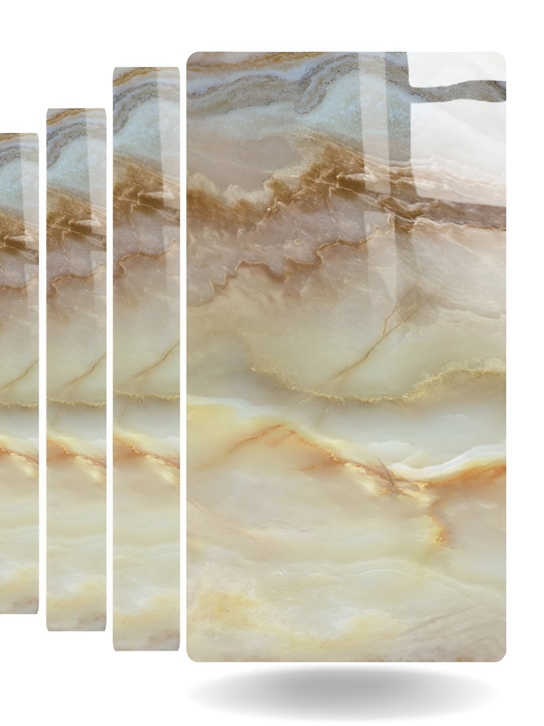 

HOMEMATES 10 Pcs Cream-Colored Liquid Marble-Printed Mural Door Wallpaper