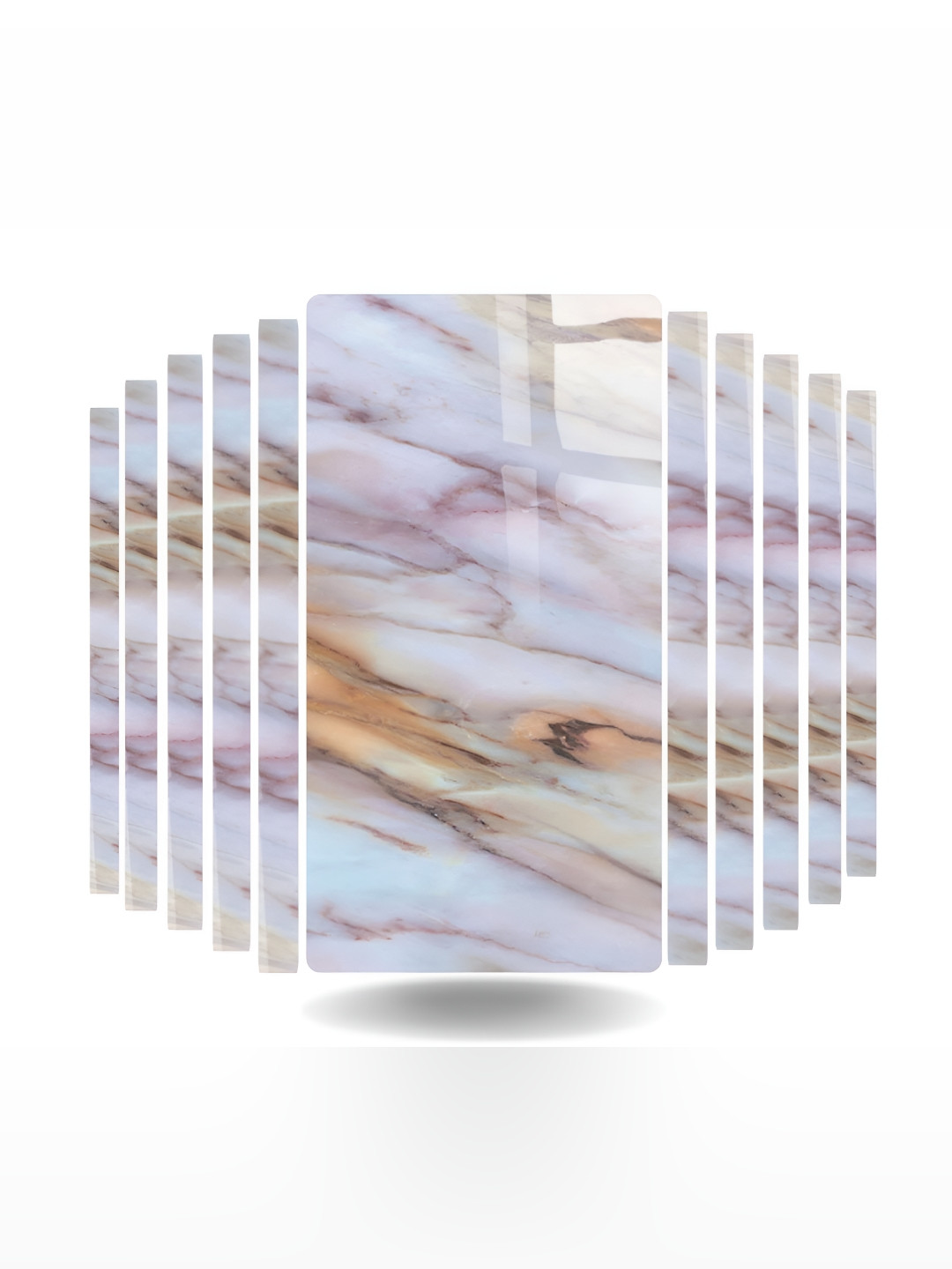 

HOMEMATES Purple & Beige 10Pcs Printed Dyna Marble Self-Adhesive PE Foam Wall Stickers