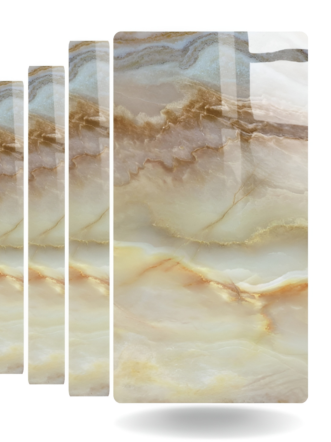 

HOMEMATES Beige 5Pcs Printed Cream Valancia Self-Adhesive PE Foam Wall Stickers