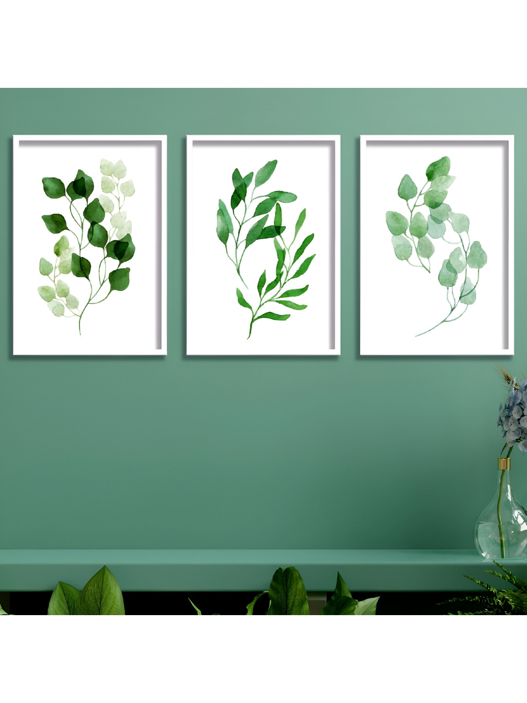 

Aura Green & White 3 Piece Wood Floral and Botanical Wall Paintings
