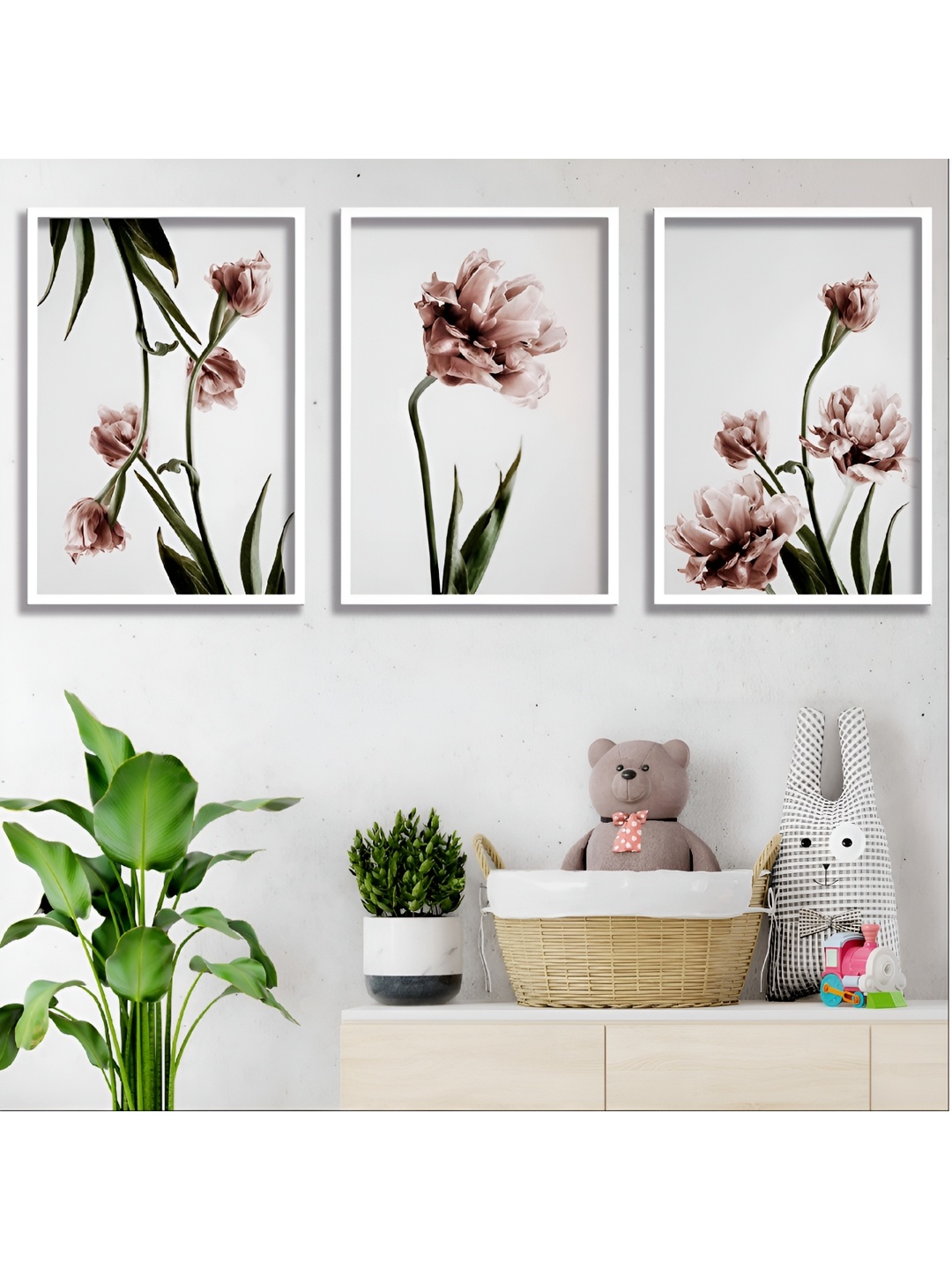 

Aura Pink & Green 3 Piece Wood Floral and Botanical Wall Paintings
