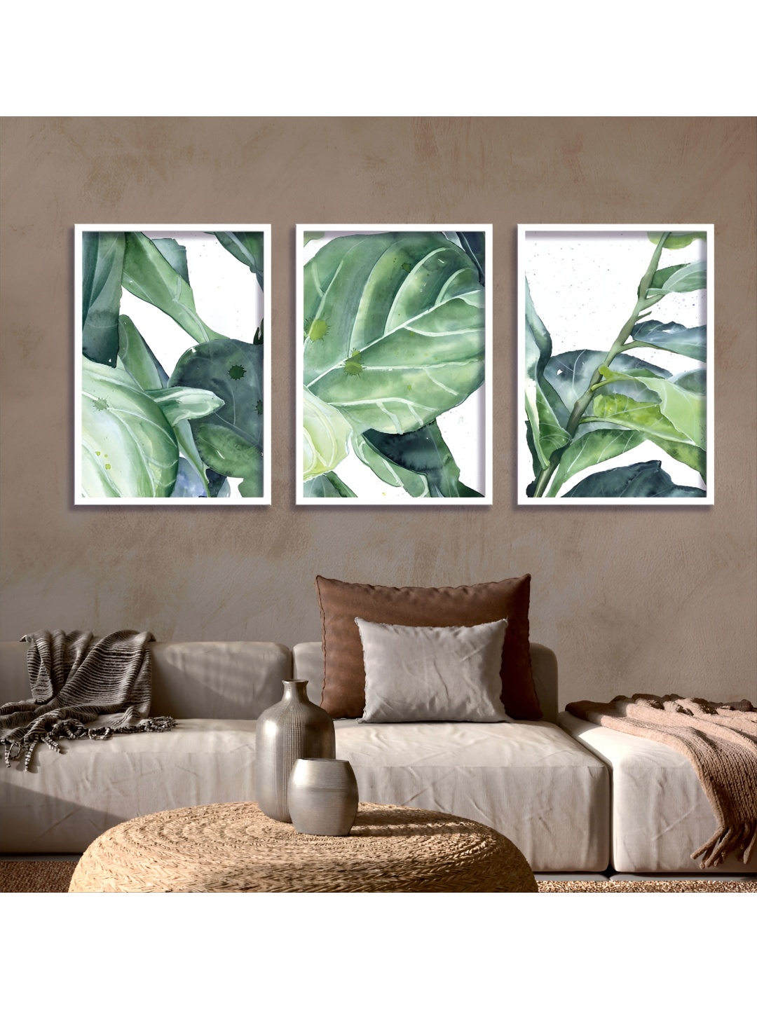 

Aura Green & White 3 Piece Wood Abstract Wall Paintings