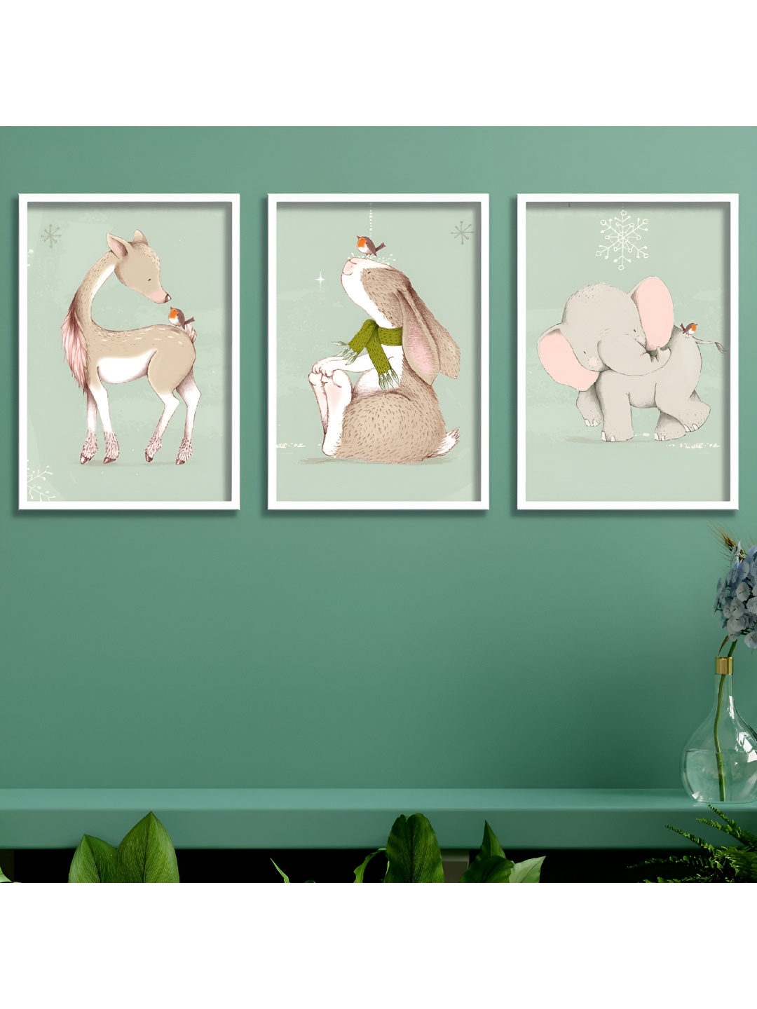 

Aura Green & Beige 3 Piece Wood Floral and Botanical Wall Paintings