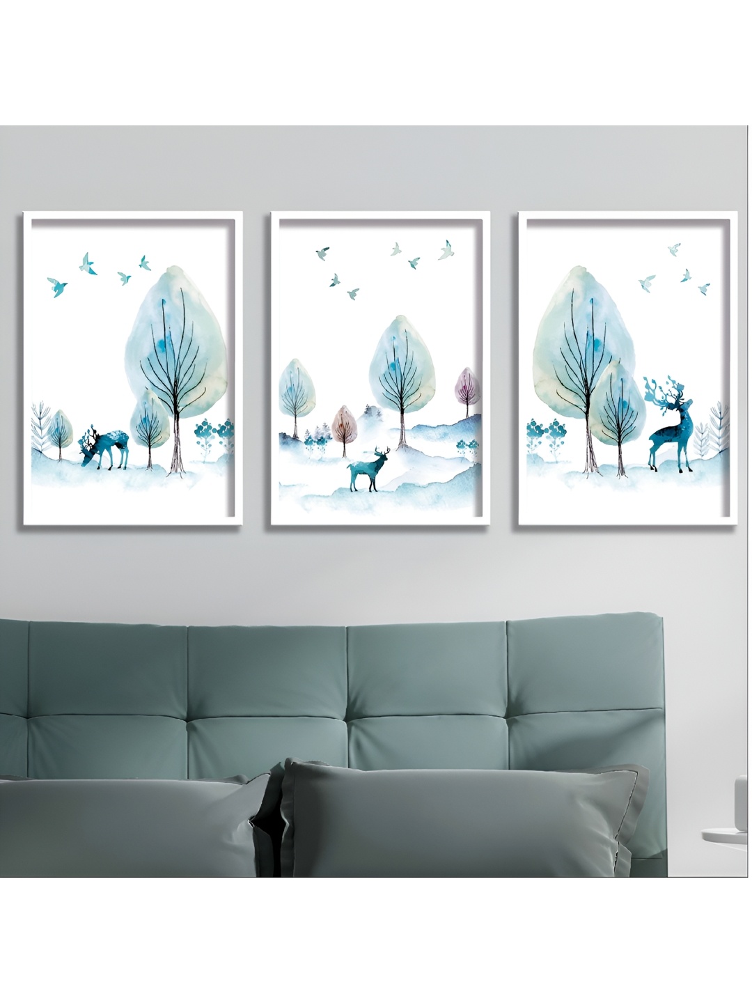 

Aura Blue & White 3 Piece Wood Floral and Botanical Wall Paintings