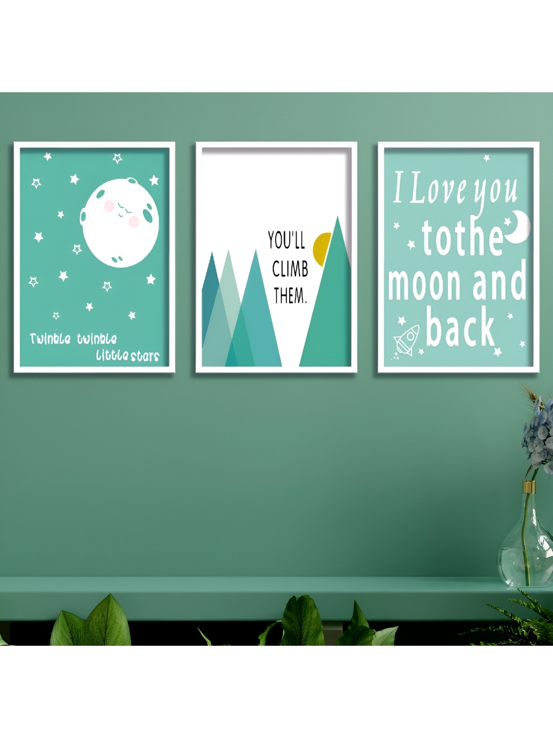 

Aura Green & White 3 Piece Wood Floral and Botanical Wall Paintings