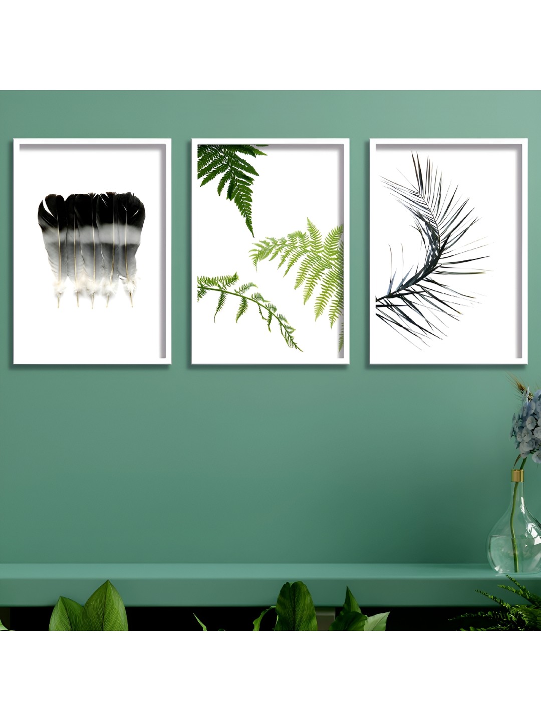 

Aura White & Green 3 Piece Wood Other Wall Paintings