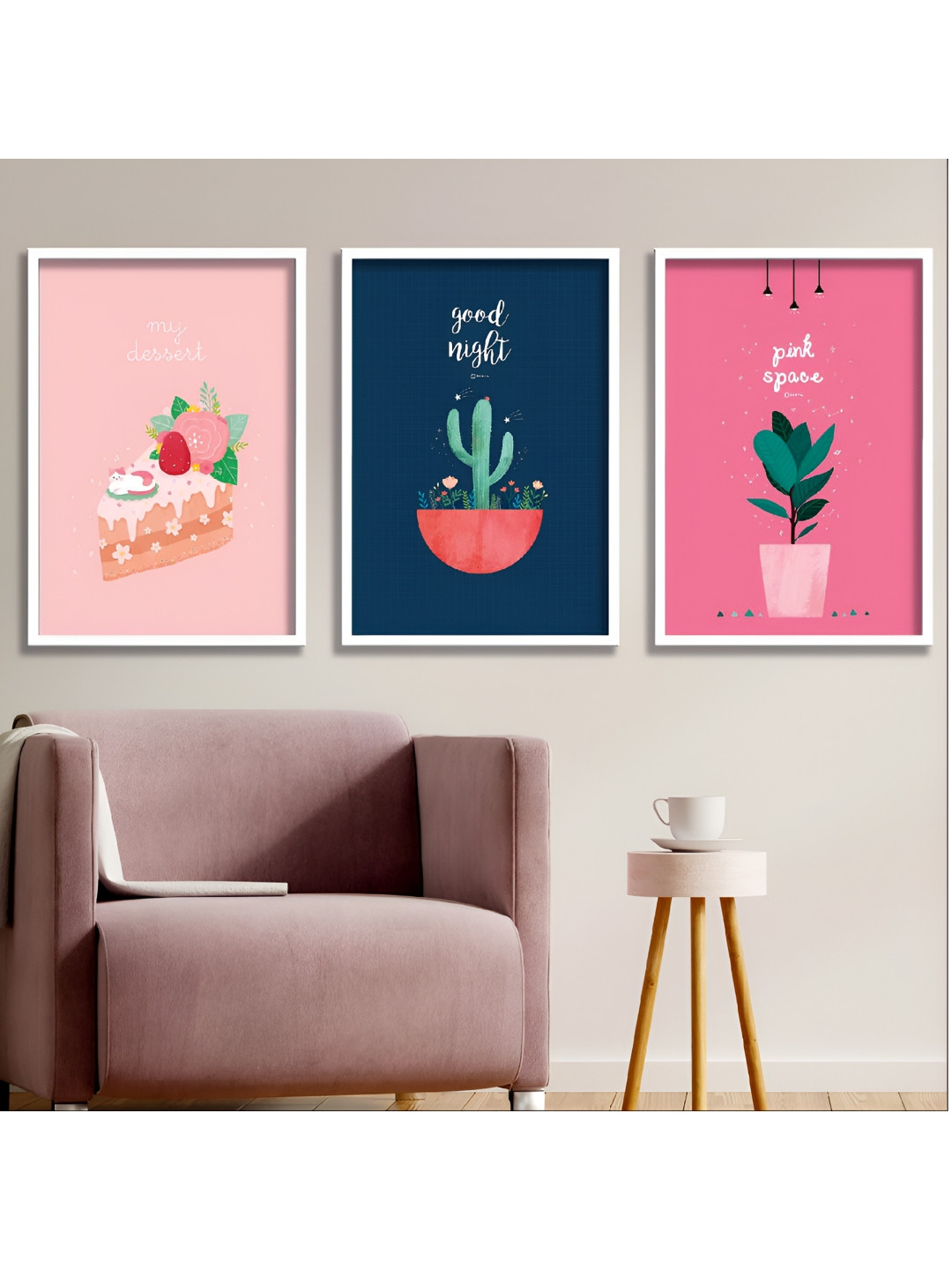 

Aura Pink & Blue 3 Piece Wood Floral and Botanical Wall Paintings