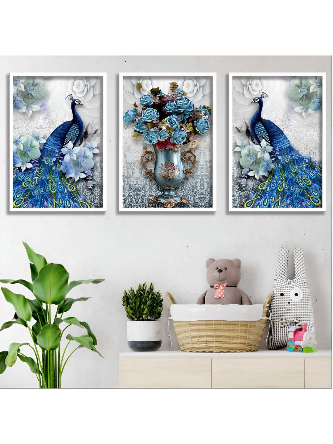 

Aura Blue & White 3 Piece Wood Birds and Animals Wall Paintings