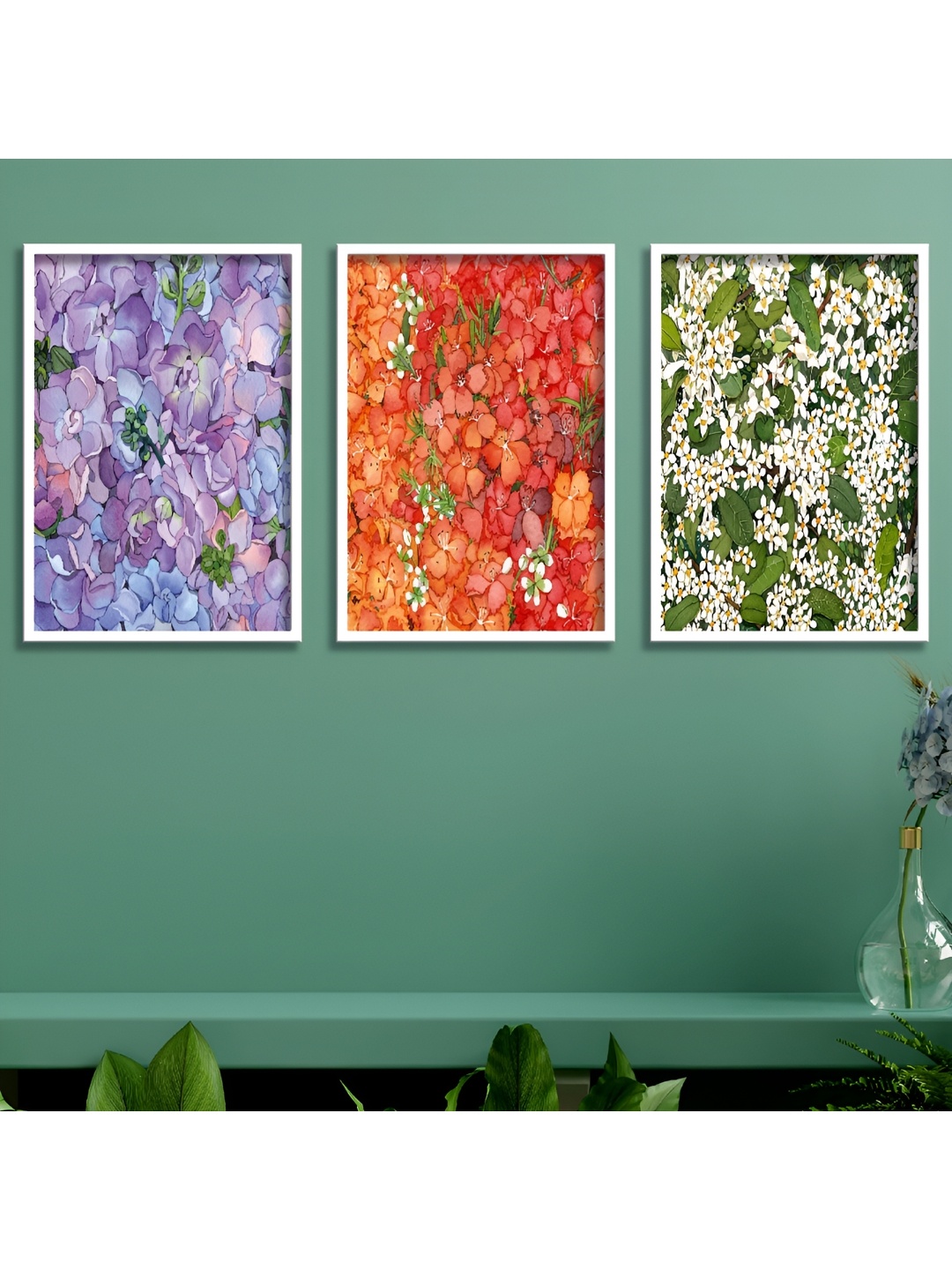 

Aura Purple & Orange 3 Piece Wood Floral and Botanical Wall Paintings