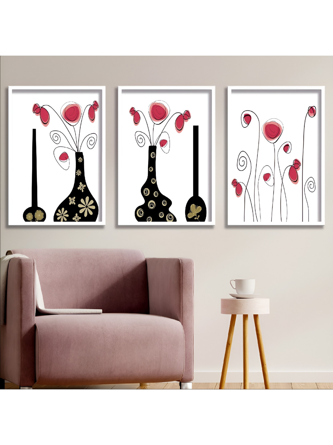 

Aura White & Black 3 Piece Wood Floral and Botanical Wall Paintings