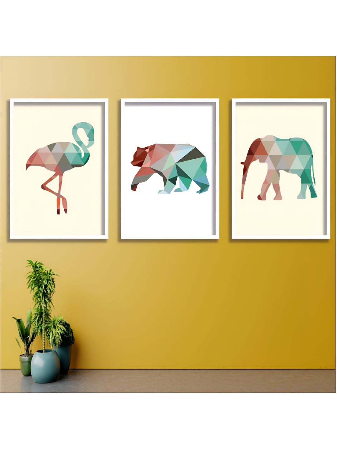 

Aura White & Green 3 Piece Wood Birds and Animals Wall Paintings
