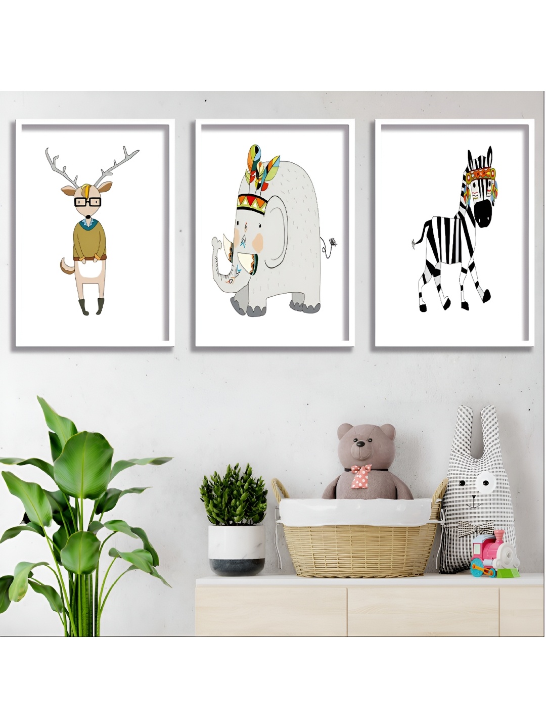 

Aura White & Grey 3 Piece Wood Birds and Animals Wall Paintings