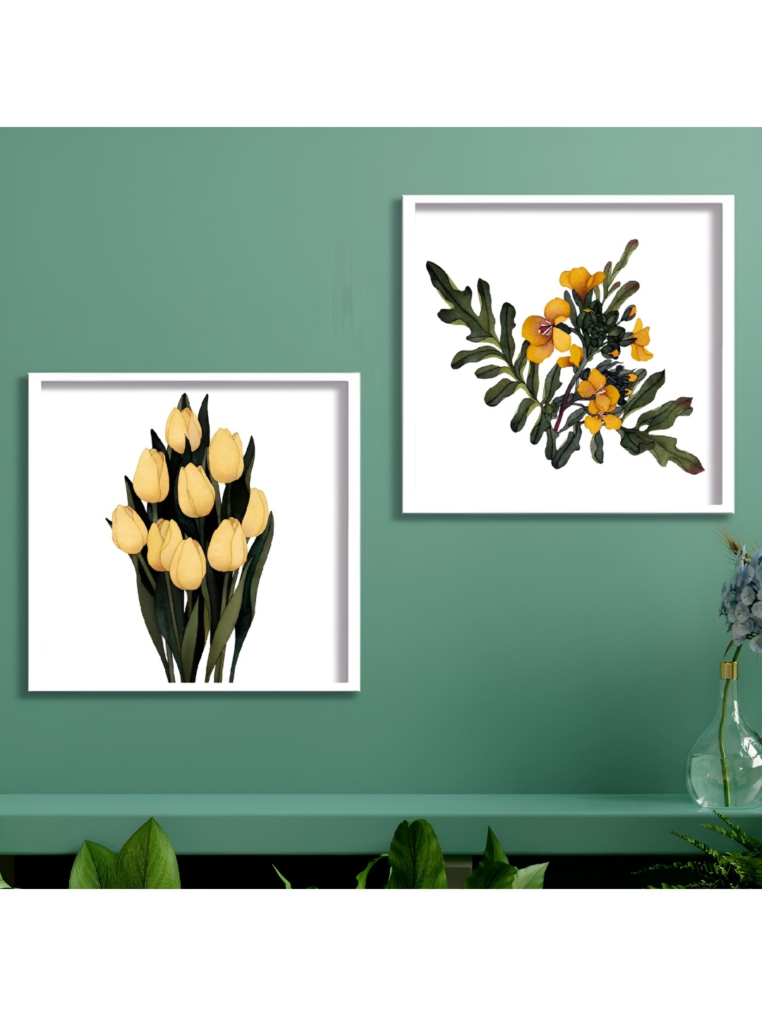 

Aura White & Yellow 2 Piece Wood Floral and Botanical Wall Paintings