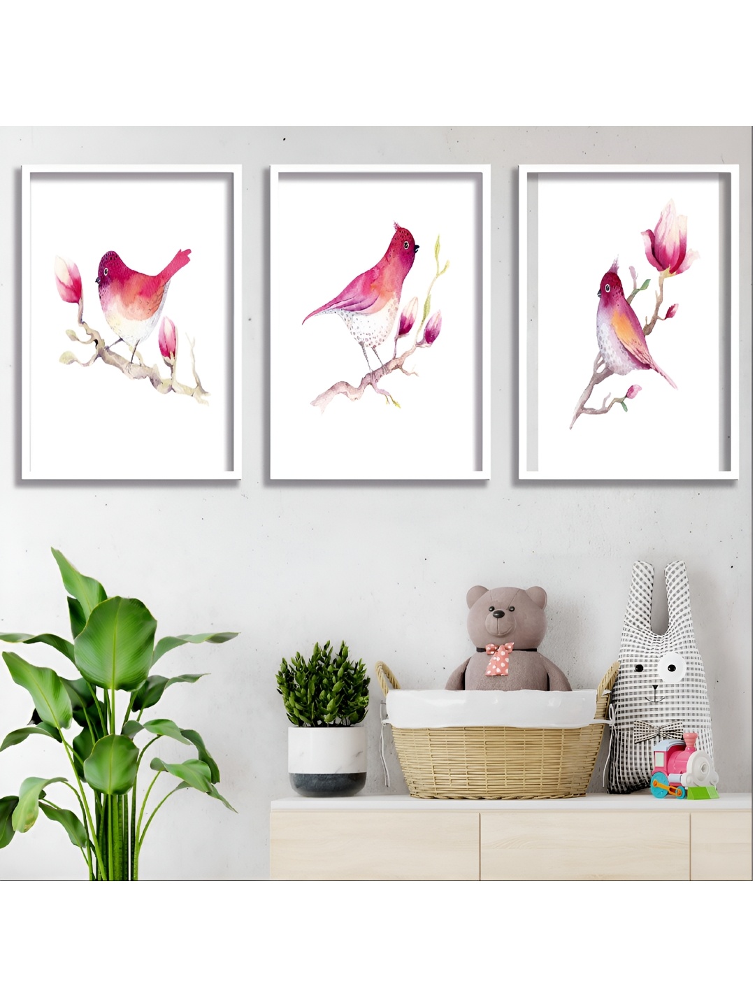 

Aura White & Pink 3 Piece Wood Floral and Botanical Wall Paintings