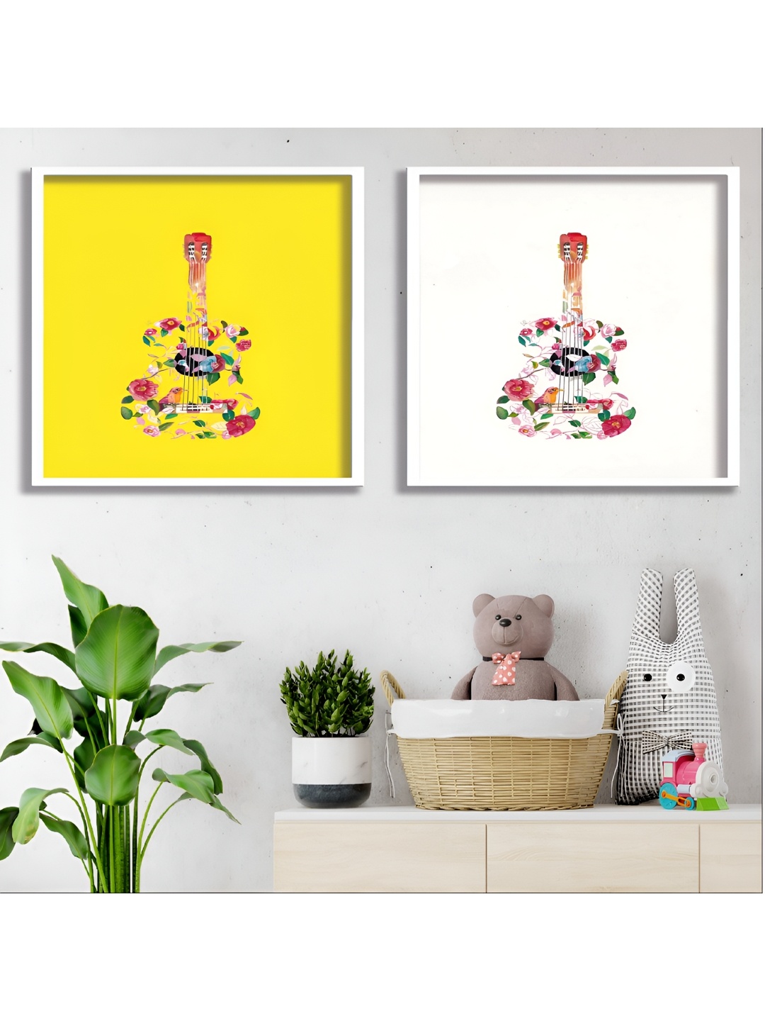 

Aura White & Yellow 2 Piece Wood Floral and Botanical Wall Paintings