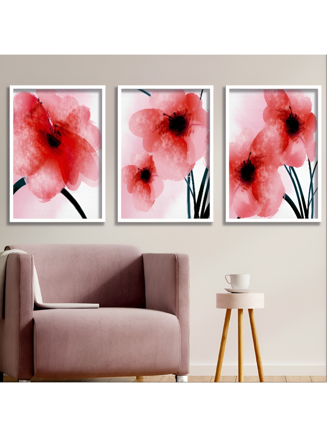 

Aura Pink & White 3 Piece Wood Floral and Botanical Wall Paintings